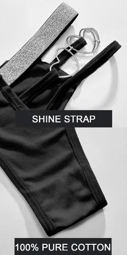 Vista 7 de Banamic Tanga con correa brillante para mujer, tangas invisibles, sin costuras