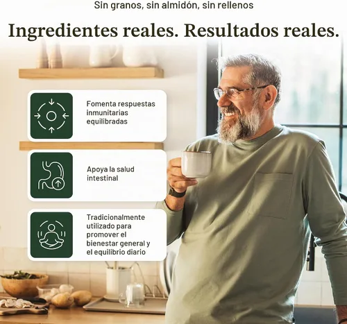 Vista 4 de Real Mushrooms - Cápsulas orgánicas de cola de pavo para el bienestar, 90