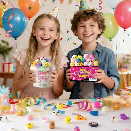 Vista 6 de Paquete de 25 juguetes esponjosos, mini mochi squishies para niños, lindos juguetes esponjosos, juguetes sensoriales suaves, juguetes esponjosos