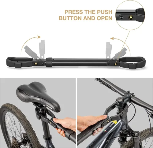 Vista 3 de Adaptador de barra transversal de bicicleta para portabicicletas – Barra transversal de tubo superior ajustable – Barra adaptadora de bicicleta