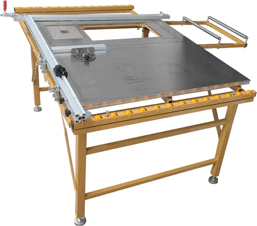 Vista 3 de Sierra de mesa con soporte para cortar madera con altura de hoja ajustable para fabricación de muebles, carpintería plegada y corte diagonal de 45°
