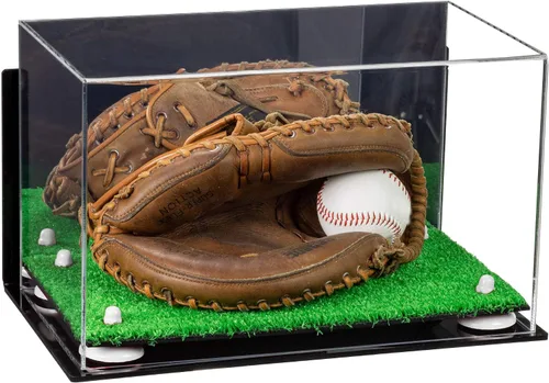 Vista 37 de Better Display Cases Vitrina de guantes de béisbol de acrílico transparente con elevadores negros (A011/V16)