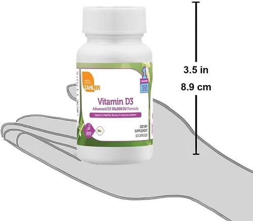 Vista 3 de Zahler - Vitamina D3 avanzada de 50000 UI Cápsulas Kosher Apto para vegetarianos Vitamina D para apoyo inmunológico, hueso, dientes y músculos