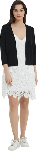 Vista 3 de Women's 34 Sleeve Open Front Cropped Cardigan Solid Shrugs Lightweight Knit Sweater