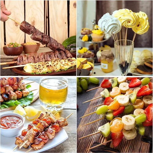 Vista 6 de 300 brochetas de bambú de 6 pulgadas, pinchos de madera para aperitivos, palitos de kabob, frutas, barbacoa, parrilla, fuente de chocolate, pollo
