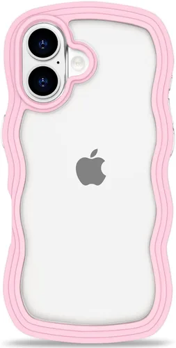 Vista 92 de Anuck Funda para iPhone 13 Pro con borde ondulado, diseño trasero transparente, agarre antideslizante, forma de marco rizado ondulado, a prueba