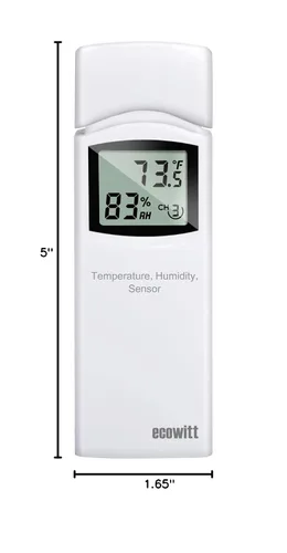 Vista 7 de ECOWITT WN31 - Termómetro inalámbrico multicanal y sensor de higrómetro, medidor de temperatura y humedad con pantalla LCD, interruptores