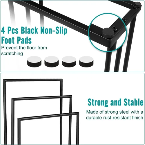 Vista 5 de Toallero de pie independiente, toallero de acero inoxidable de 3 niveles para baño, toallero independiente para toallas de baño, toallas de baño