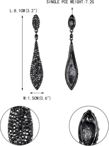 Vista 4 de EVER FAITH - Aretes largos de cristal austriaco para mujer, diseño de doble gota