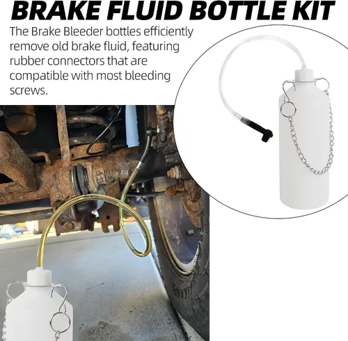 Vista 3 de Kit de bomba de vacío de purga de frenos de 0.8L, extractor de líquidos, kit de purga de cilindro maestro, botella de purga de frenos con manguera