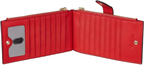 Vista 4 de Travelambo Billeteras de cuero para mujer, delgada, con bloqueo RFID, billetera plegable para tarjetas de crédito, Rojo Clásico, Moda