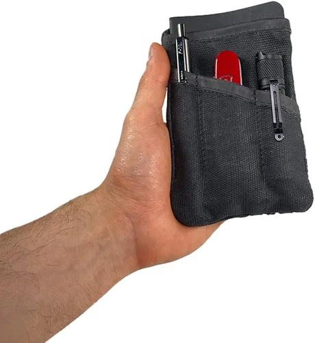 Vista 5 de Hide & Drink, Estuche de bolsillo multiherramientas, Bolsa compacta multiusos con cremallera para artículos de diario (EDC), Mini estuche de Negro