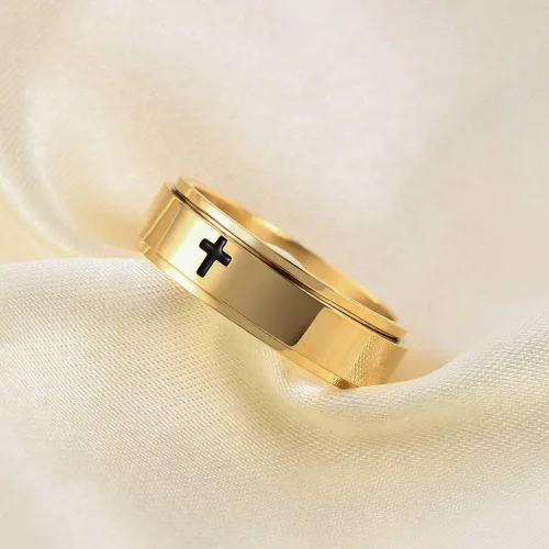 Vista 5 de Anillos de banda giratoria para aliviar el estrés y la ansiedad para hombres, mujeres y niñas para la ansiedad y el dedo giran libremente, acero