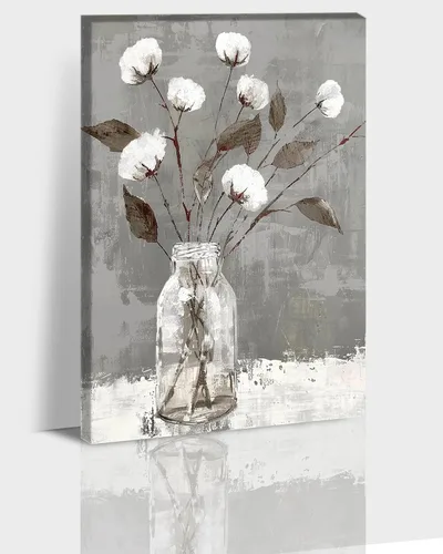 Vista 19 de Hzddty Lienzo de flores rojas de amapola para pared, pintura floral abstracta para paredes, imágenes de flores con estampado floral, decoración