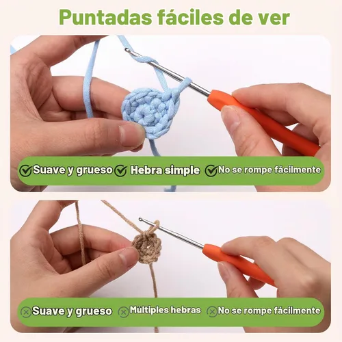 Vista 5 de 12x50g (1.43kg) Hilo de Ganchillo, Hilo para Tejer, 12x79.6m Mezcla de Algodón y Nylon Multicolor para Principiantes con Puntos Fáciles de Ver 12