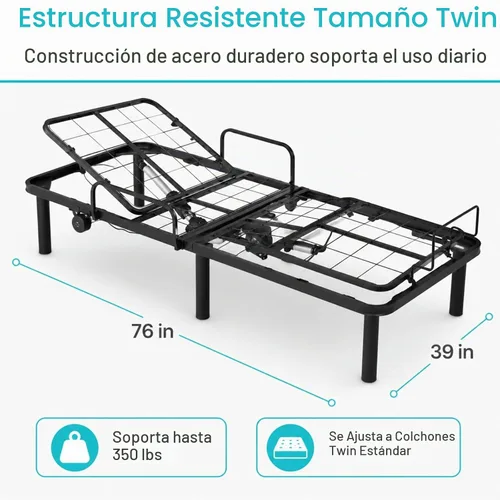 Vista 2 de Vive Base de cama ajustable (individual) – Base de cama eléctrica de metal