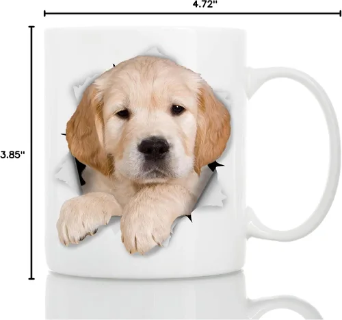 Vista 7 de Golden Retriever - Taza de café divertida de cerámica, regalo perfecto para amantes de los perros, taza de café Golden Retriever, gran cumpleaños