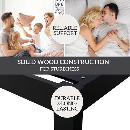 Vista 6 de Base de cama de bambú de tamaño individual con plataforma de madera, estructura sólida y estable con listones antideslizantes, cama alta,