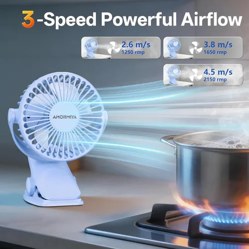 Vista 8 de Ventilador portátil con clip recargable mini para escritorio Golf Azul marino