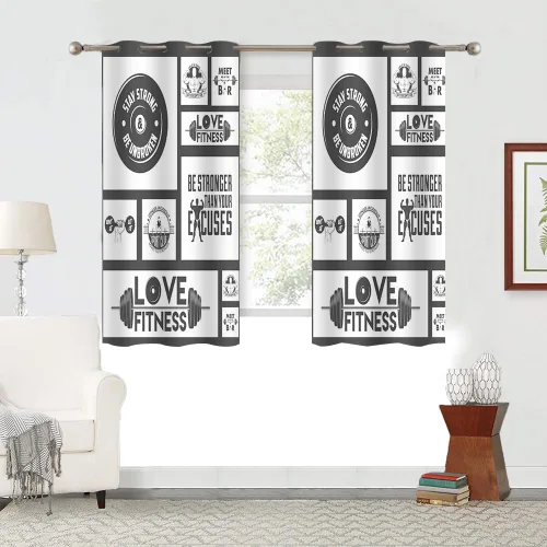 Vista 2 de CLXTMN246 - Cortina de fitness de 42 x 63 pulgadas, decoración del hogar, bolsas de arena de gimnasio con citas inspiradoras, patrón impreso