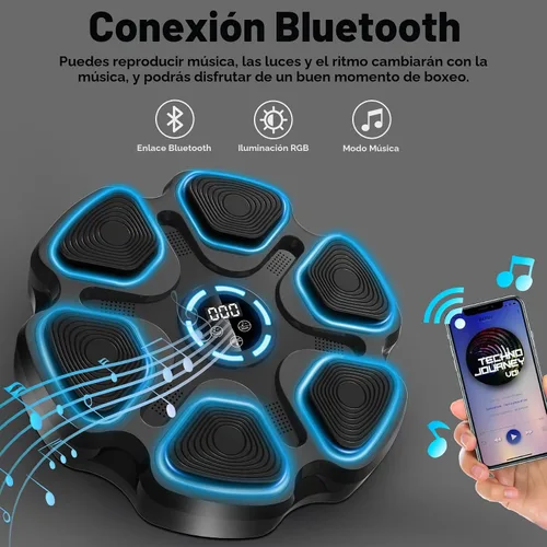 Vista 3 de Máquina de boxeo de música, máquina de boxeo de gran tamaño para adultos y niños, objetivo de boxeo interactivo montado en la pared con guantes