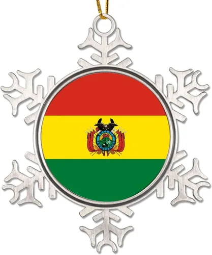 Vista 15 de Adorno de decoración de árbol de Argelia, bandera de Argelia, novedad de metal, copo de nieve, adorno de Navidad, bandera nacional, recuerdo