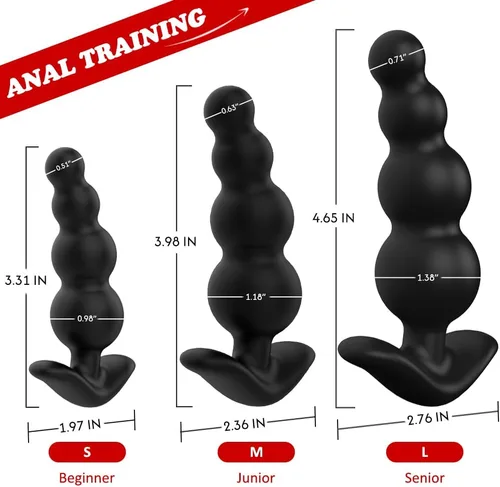 Vista 5 de Tapones anales de silicona con cuentas anales, entrenador anal con 3 tamaños diferentes, juegos de entrenamiento anal para usuarios avanzados