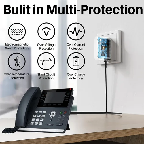 Vista 6 de Adaptador de corriente para teléfono Yealink T54W, T46U, MP54, MP56, T57W, T46S, T48U, T53W fuente de alimentación para teléfonos IP Yealink