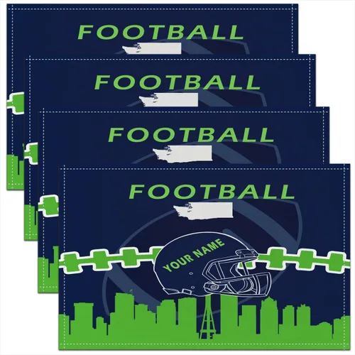 Vista 13 de Erosebridal Juego de 4 manteles individuales personalizados de fútbol de 12 x 18 pulgadas, manteles individuales para adultos, manteles individuales