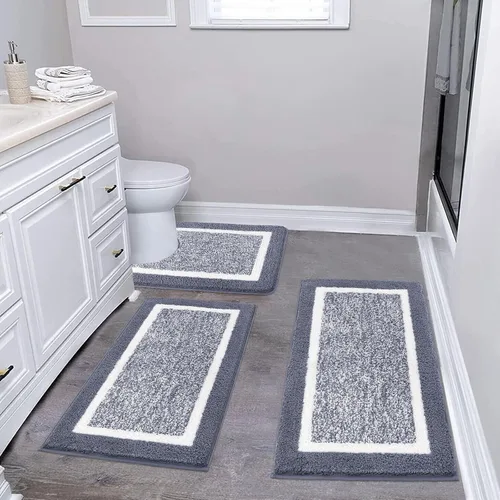 Vista 19 de Pauwer Juego de baño, alfombras de baño antideslizantes, alfombras de ducha absorbentes para suelo de baño, bañera y ducha, color azul aguamarina