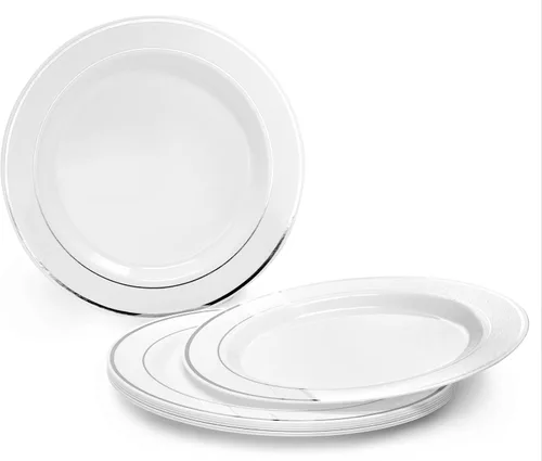 Vista 2 de OCCASIONS 50-150-200 Piezas plateadas (25 personas) 26 cm, 19 cm + cubiertos.