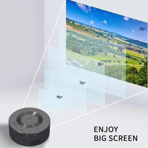 Vista 2 de Mini proyector, 1080p portátil pequeño proyector de video proyector de cine en casa LED proyector de película con la misma función de pantalla