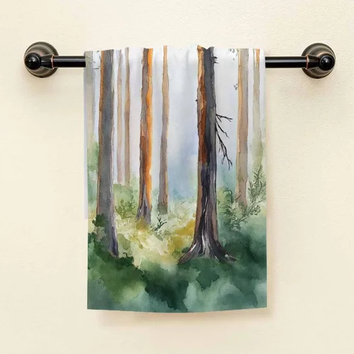 Vista 3 de HGOD DESIGNS Toallas de mano con acuarela, árbol natural, toalla de mano suave para baño, cocina, yoga, gimnasio, toallas decorativas de 15 x 30