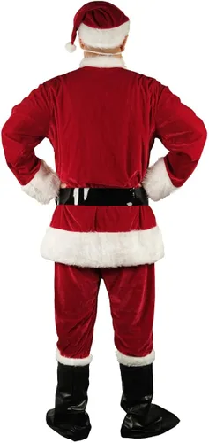 Vista 6 de KLLOUZE Traje de Papá Noel de Navidad disfraz de Papá Noel para hombre adulto ropa clásica de franela para cosplay traje de Papá Noel