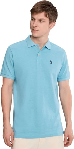 Vista 37 de Polo de piqué de algodón sólido para hombre con pequeño Pony Gris jaspeado