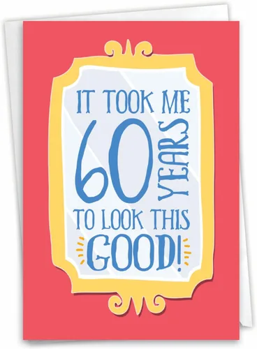 Vista 10 de NobleWorks - Tarjeta de cumpleaños número 60 con sobre - Divertida tarjeta de notas para niños de 60 años, felicitaciones de papelería - Ecuación