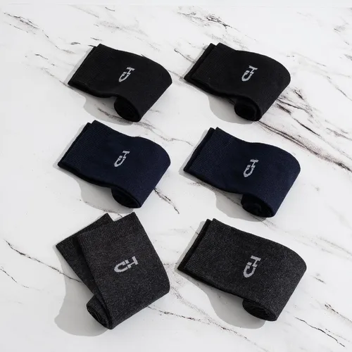 Vista 2 de Calcetines de vestir de algodón turco para hombre cómodos, elegantes, duraderos, ideales para trabajo y eventos, opciones multicolor disponibles
