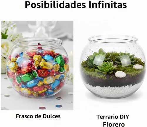 Vista 9 de Tazón de plástico de 1 galón, tanque Betta de pez dorado redondo transparente inastillable, pequeño jarrón de burbujas para centro de mesa, tarro