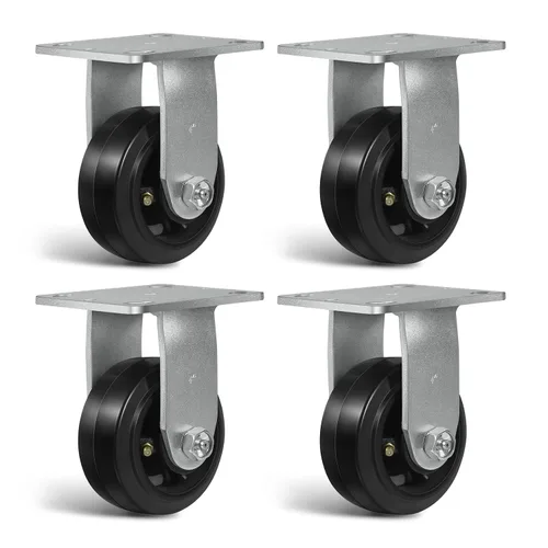 Vista 50 de Ruedas resistentes de 4 pulgadas, ruedas industriales de placa con rueda de goma, utilizadas para carrito de herramientas, plataforma, camión