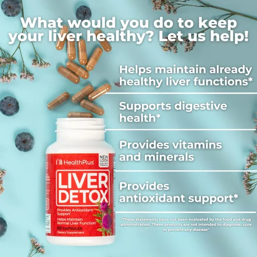 Vista 3 de Health Plus Cápsulas de desintoxicación hepática, 60