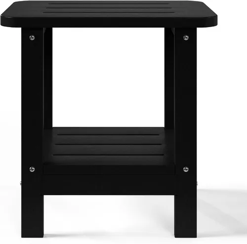 Vista 8 de WestinTrends Aruba - Mesa auxiliar cuadrada para patio de 2 niveles HDPE para exteriores, color negro