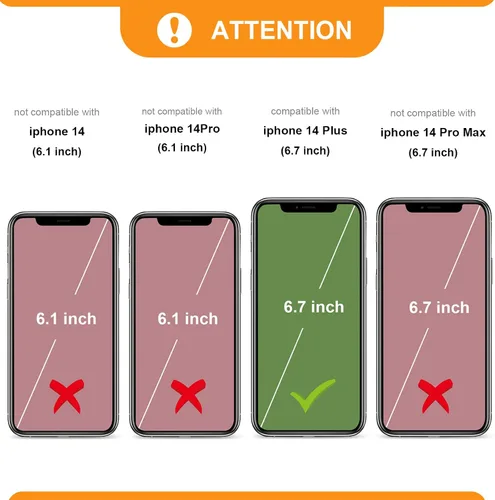 Vista 2 de Bocasal - Funda tipo cartera cruzada para iPhone 14 Plus, color negro RFID Blocking PU Leather Zipper Handbag Purse, Kickstand Flip Folio Case