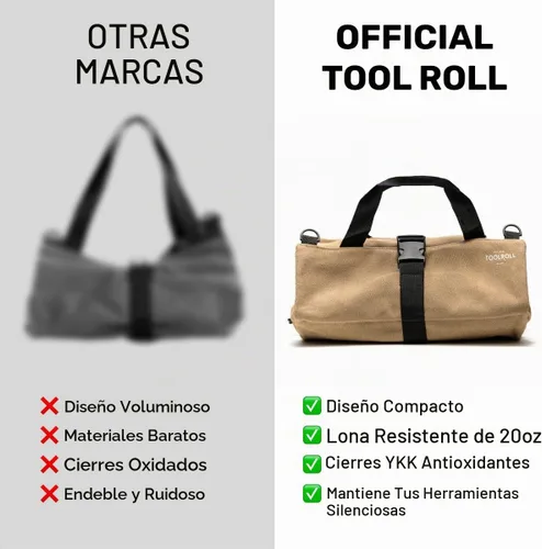 Vista 5 de Bolsa enrollable de herramientas oficial Voyager – Bolsa enrollable de 5 bolsillos fácil de transportar – Lona duradera de 20 onzas, cremalleras YKK