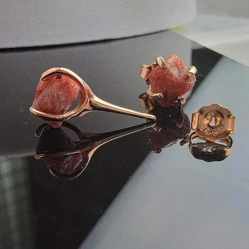 Vista 21 de Aretes de piedra preciosa natural en bruto con oro rosa sobre plata de ley 925, 6 a 0.276 in, regalo de piedra de nacimiento de calidad genuina