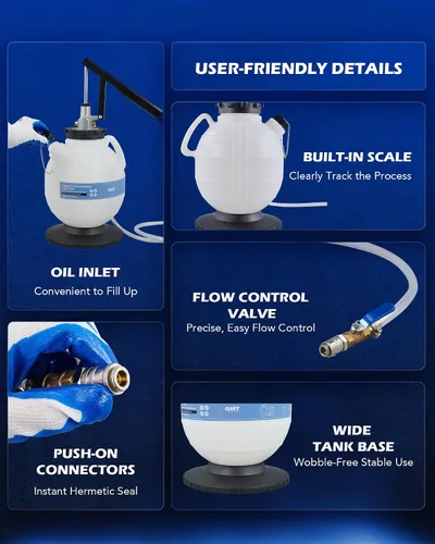 Vista 5 de OMT Juego de bomba de transferencia de fluidos de transmisión de 2 galones con 15 adaptadores ATF 7.5L Manual ATF Refill Tool for Auto Shops