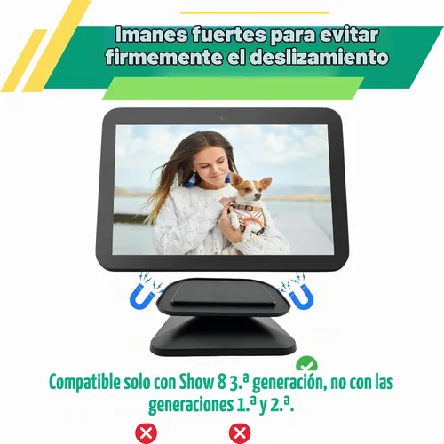 Vista 2 de Sintron Soporte ajustable magnético para Shᴏw 8 3ª generación, soporte para pantalla inteligente con rotación de 360 grados, función de giro e Negro