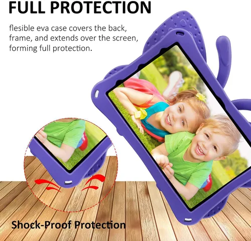 Vista 19 de FW Fire 7 - Funda para tablet para niños, Amazon Fire 7 2022, funda de mariposa con luz de atril, EVA, protección contra caídas, resistente, a