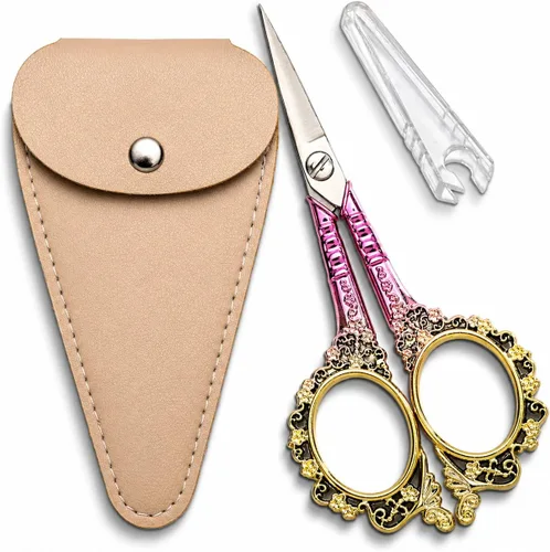 Vista 10 de Sewing Embroidery Scissors, 4.5’’ Sharp Crochet Shears with Cover All Purpose Tip Scissor, for Craft, Crochet, Cross Stitch, Needlework, Artwork