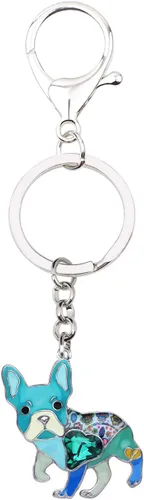 Vista 4 de Llaveros de aleación esmaltada para perro Bulldog Francés, llavero de coche, joyería para mascotas, regalos para mujeres y niñas