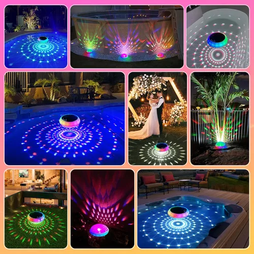 Vista 2 de Goallim Luces Solares Flotantes para Piscina, 7.6 Pulgadas RGB Superior e Inferior que Cambian de Color, Luces Solares para Piscina que Flotan